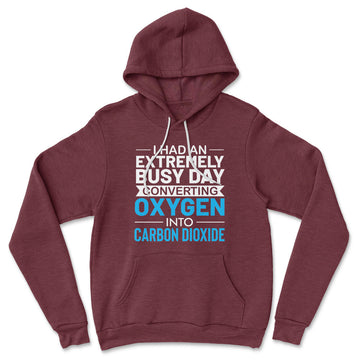 I Had An Extremely Busy Day Converting O2 To Co2 Hoodie in Heather Maroon color